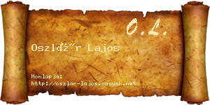 Oszlár Lajos névjegykártya